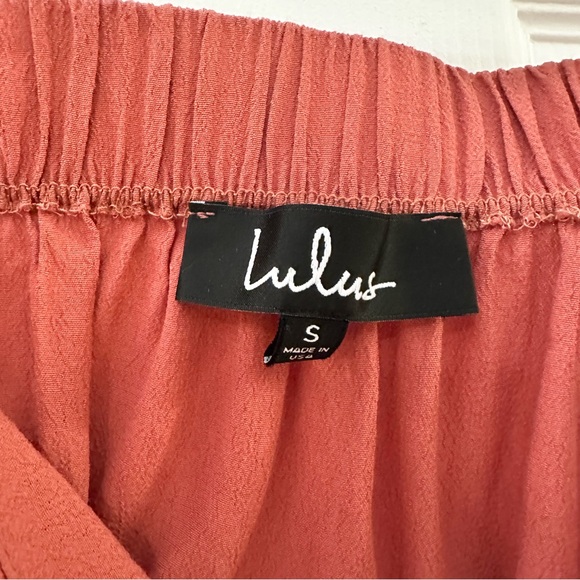 Lulus that's the ticket dusty rose Pink Flowy crop Top tie Shoulder sz small - Picture 10 of 11